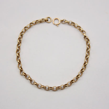 vintage 9ct gold oval belcher chain bracelet 6.75 inches 17cm 