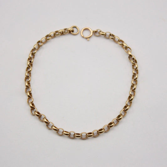 vintage 9ct gold oval belcher chain bracelet 6.75 inches 17cm 