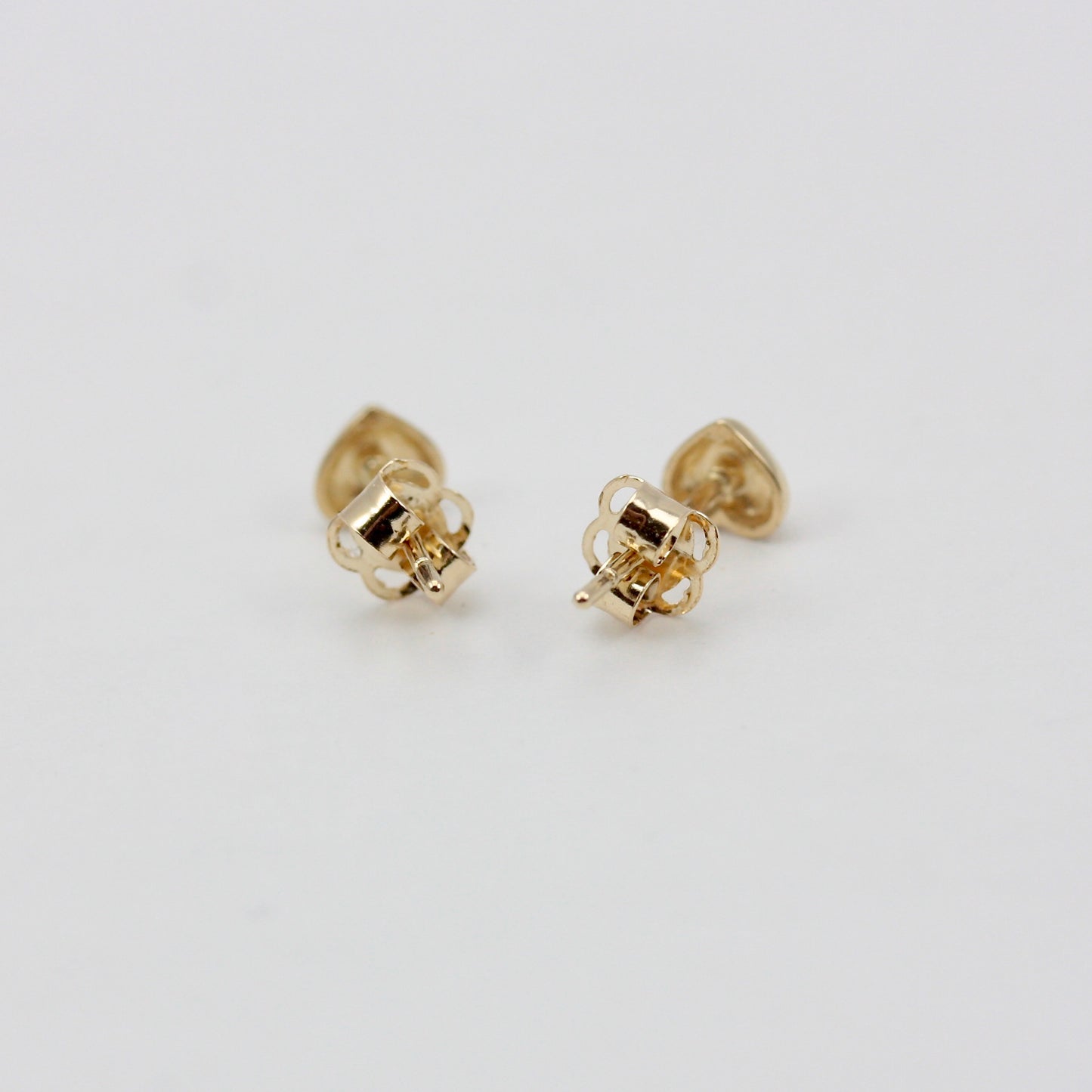 Small 9ct Yellow Gold Puffy Heart Stud Earrings, NEW