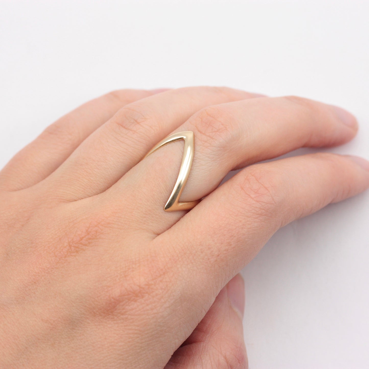 Vintage 9ct Gold Double Wishbone Ring, 1975