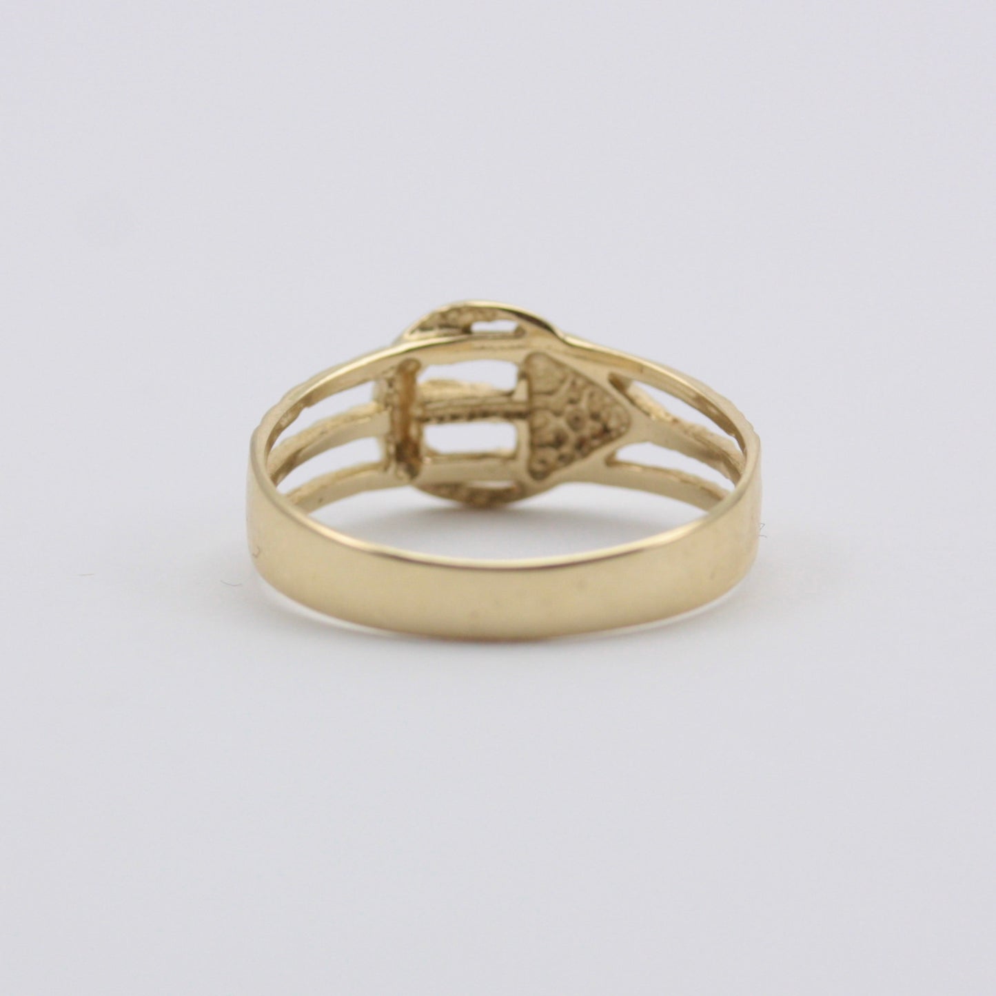 Vintage 9ct Gold Textured Cut Out Buckle Ring, 1989