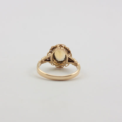Vintage 9ct Gold Fancy Framed Citrine Ring