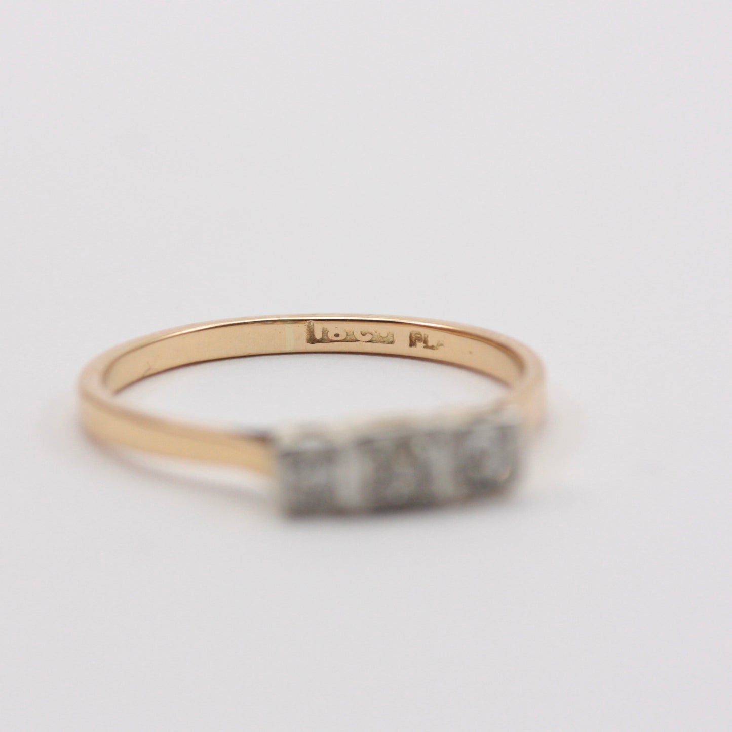 Art Deco 18ct Gold Platinum & Diamond Three Stone Ring