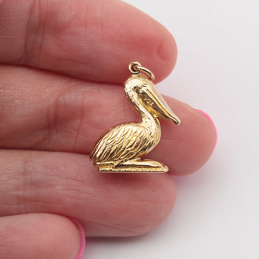 Vintage 9ct Gold Pelican Charm, c1950s