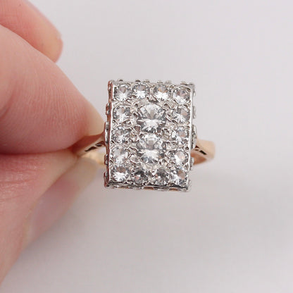 Art Deco 9ct Gold Rock Crystal Plaque Ring