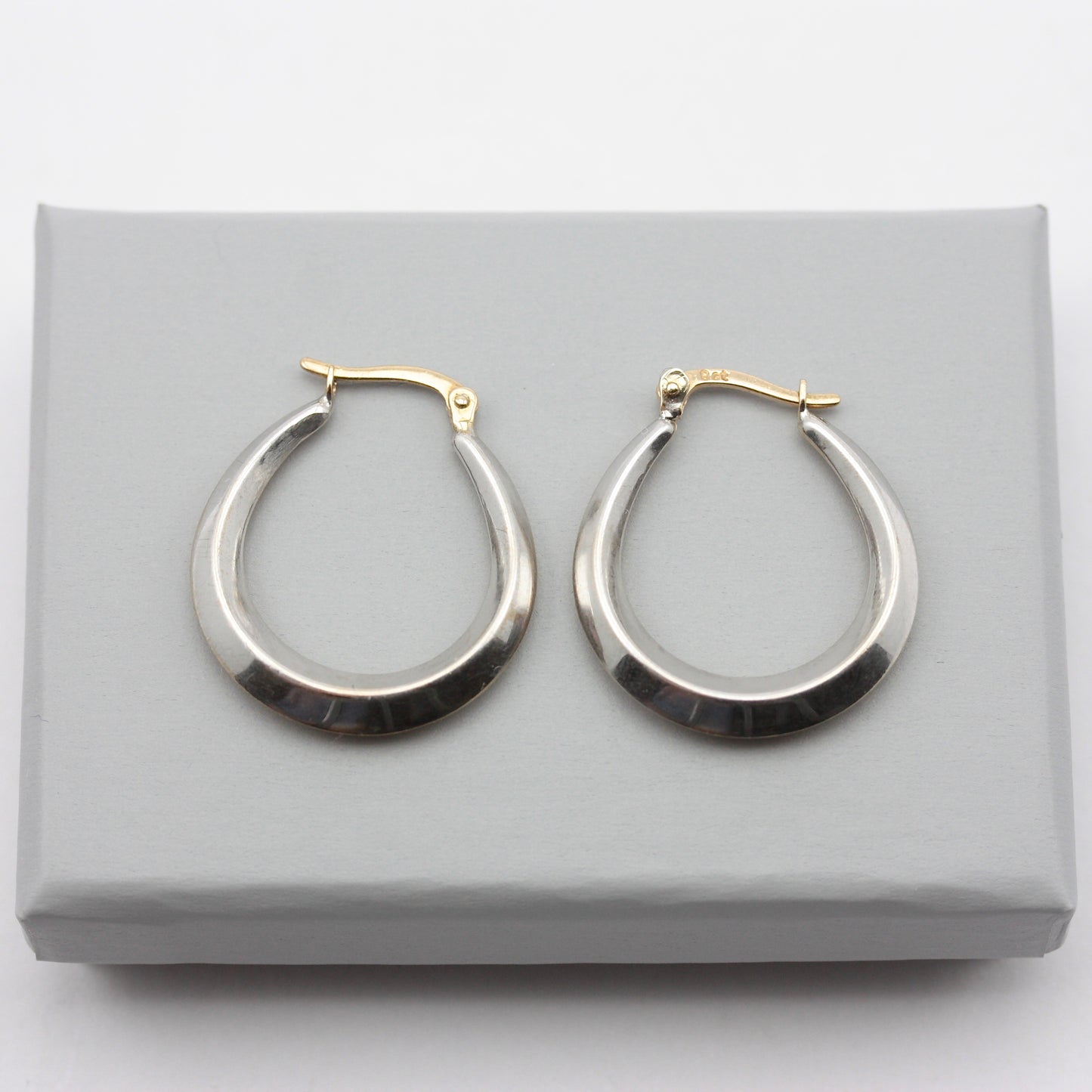 Yellow & White Gold Reversible Hoop Earrings, Medium