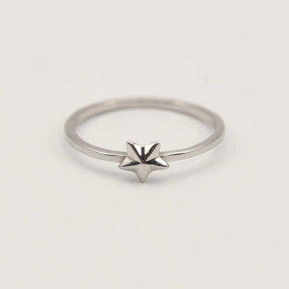 Dainty Pre-owned 9ct White Gold Star Ring, 2015