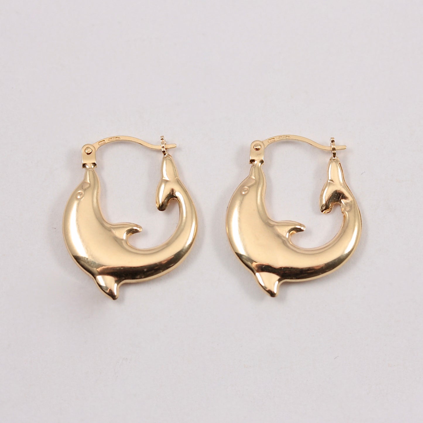 Pre-owned 9ct Gold Dolphin Hoop Earrings