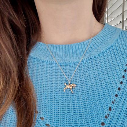 Vintage 9ct Gold Horse Pendant with Ruby Eyes, Georg Jensen, 1963
