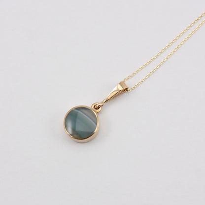 Pre-owned 9ct Gold Grey Banded Agate Pendant by David Scott Walker