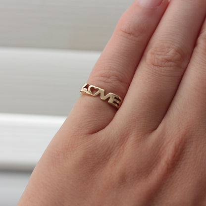 Vintage 9ct Gold 'LOVE' Ring, 1986