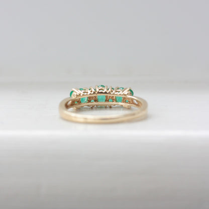 Vintage 9ct Yellow Gold Emerald Multi Stone Ring, 1999