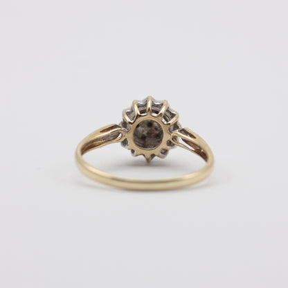 Vintage 9ct Gold Diamond Domed Cluster Ring