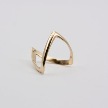 Vintage 9ct Gold Double Wishbone Ring, 1975