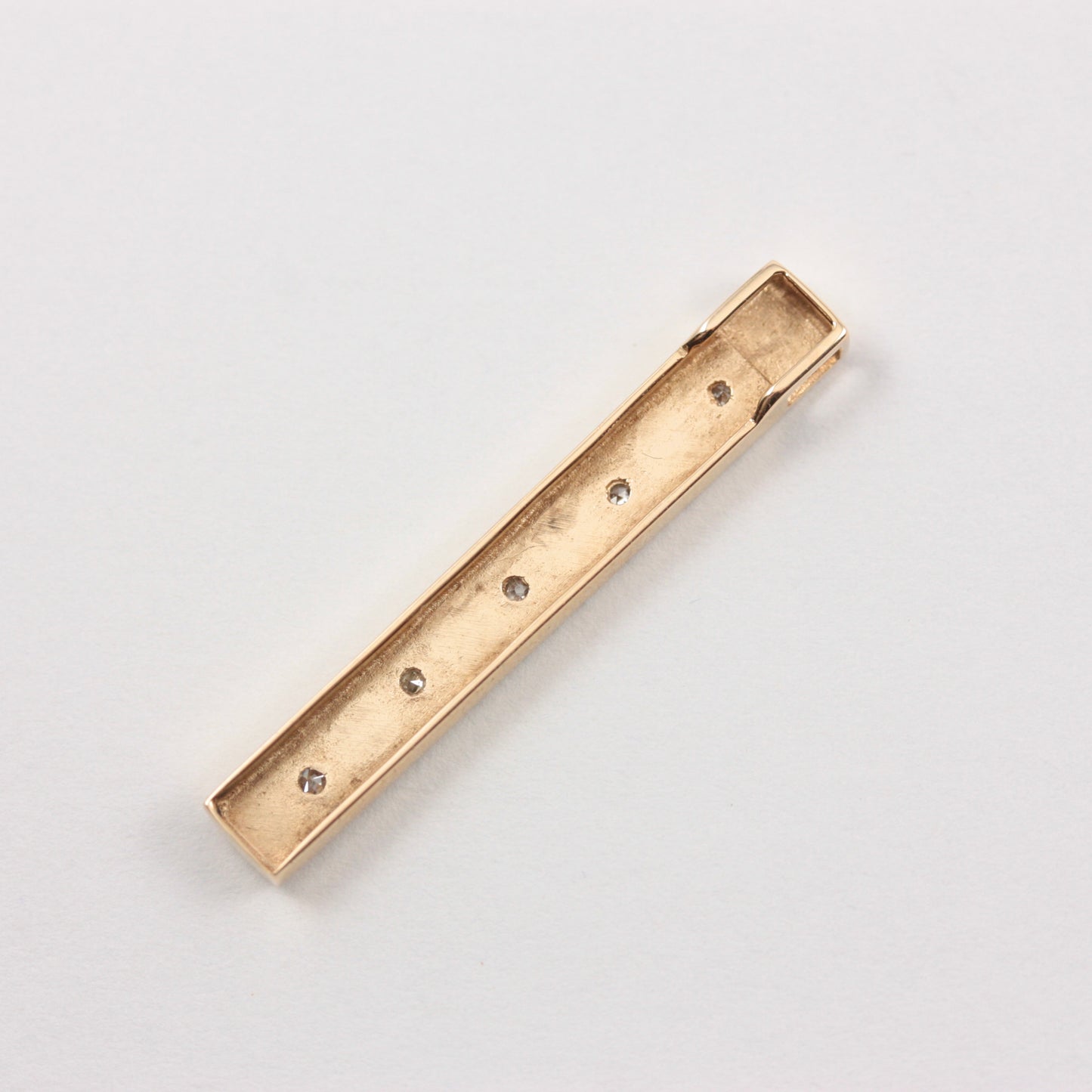 Vintage 9ct Gold Ingot Style Slider Pendant with Diamonds, 1983