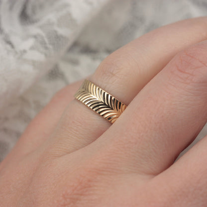 Vintage 9ct Gold Textured Band Ring, 1968