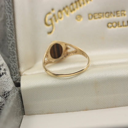 Vintage 9ct Gold and Tiger's Eye Signet Ring, 1980