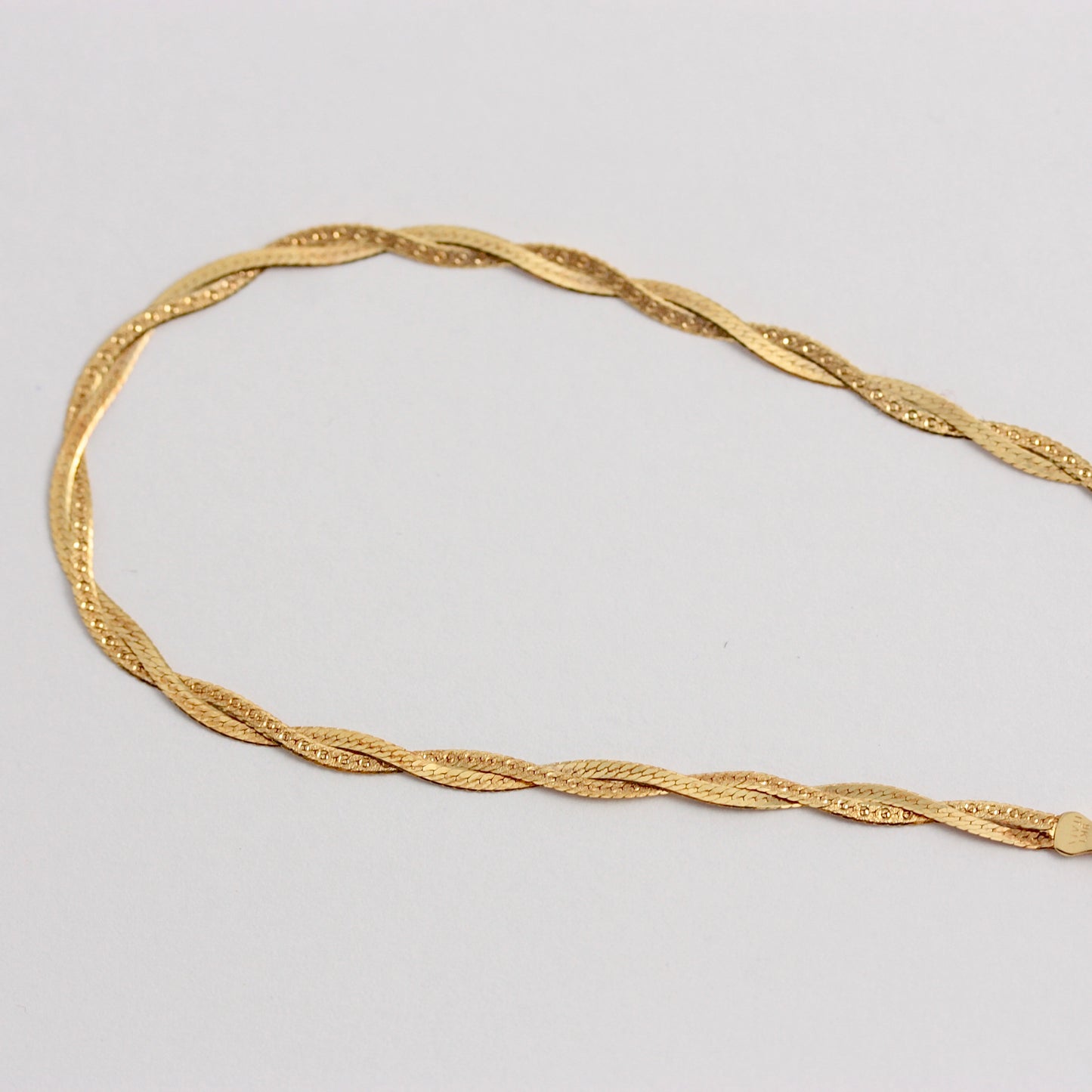 Pre-owned Dainty 9ct Gold Flat Double Strand Twist Bracelet
