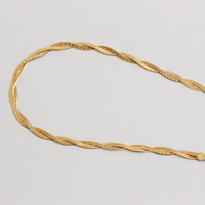 Pre-owned Dainty 9ct Gold Flat Double Strand Twist Bracelet