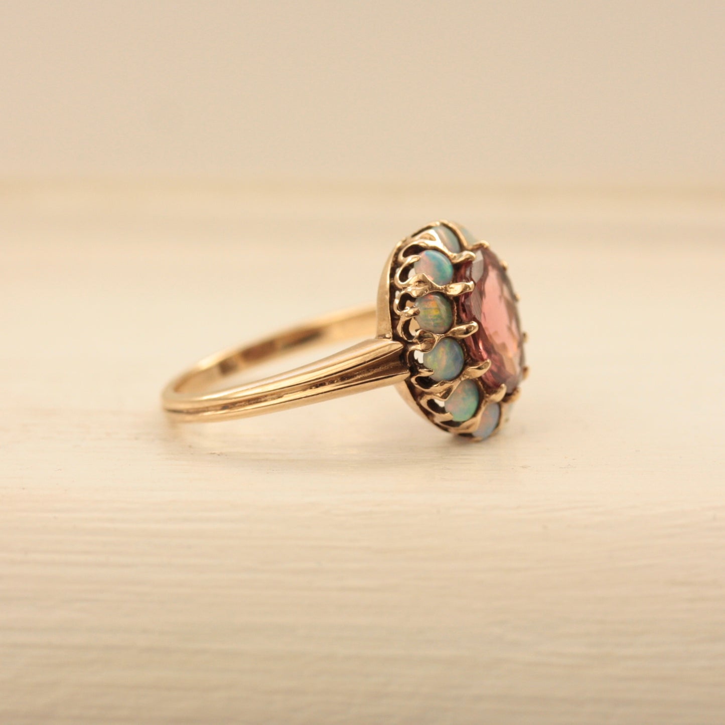 Pre-owned 9ct Gold Opal and Tourmaline Cluster Ring