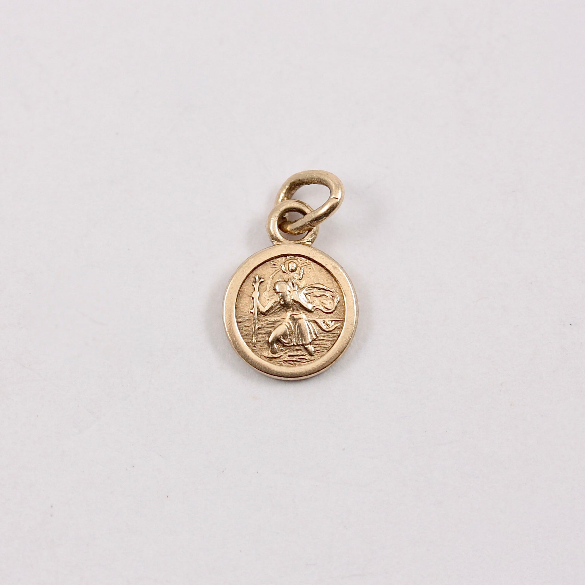 tiny 9ct gold st christopher charm 7mm