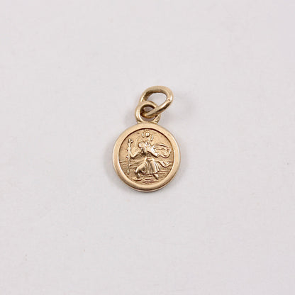 tiny 9ct gold st christopher charm 7mm