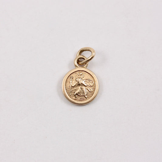 tiny 9ct gold st christopher charm 7mm