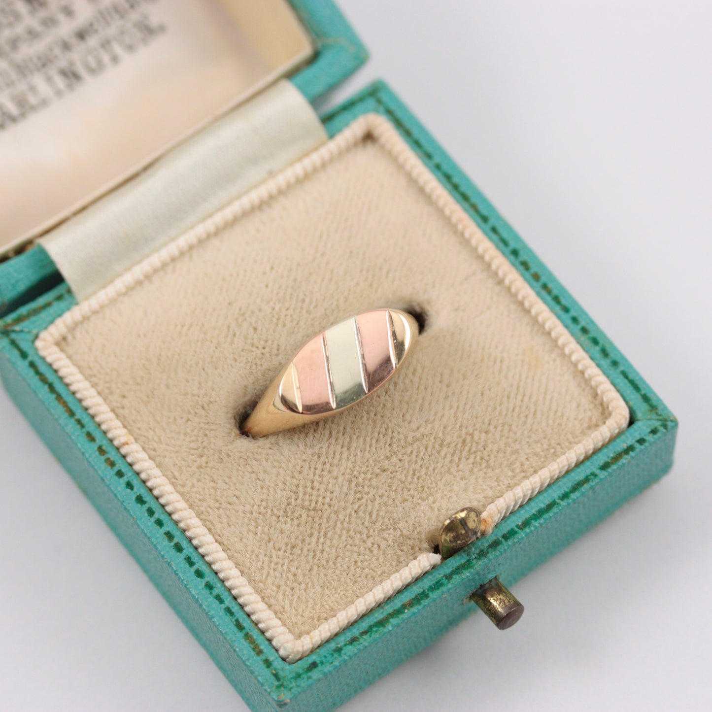 Vintage 9ct Three Colour Gold Signet Ring, 1988