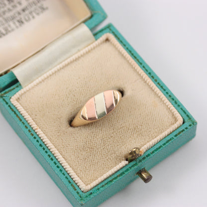 Vintage 9ct Three Colour Gold Signet Ring, 1988