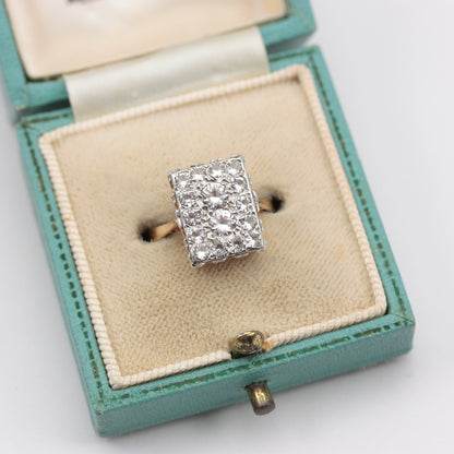 Art Deco 9ct Gold Rock Crystal Plaque Ring