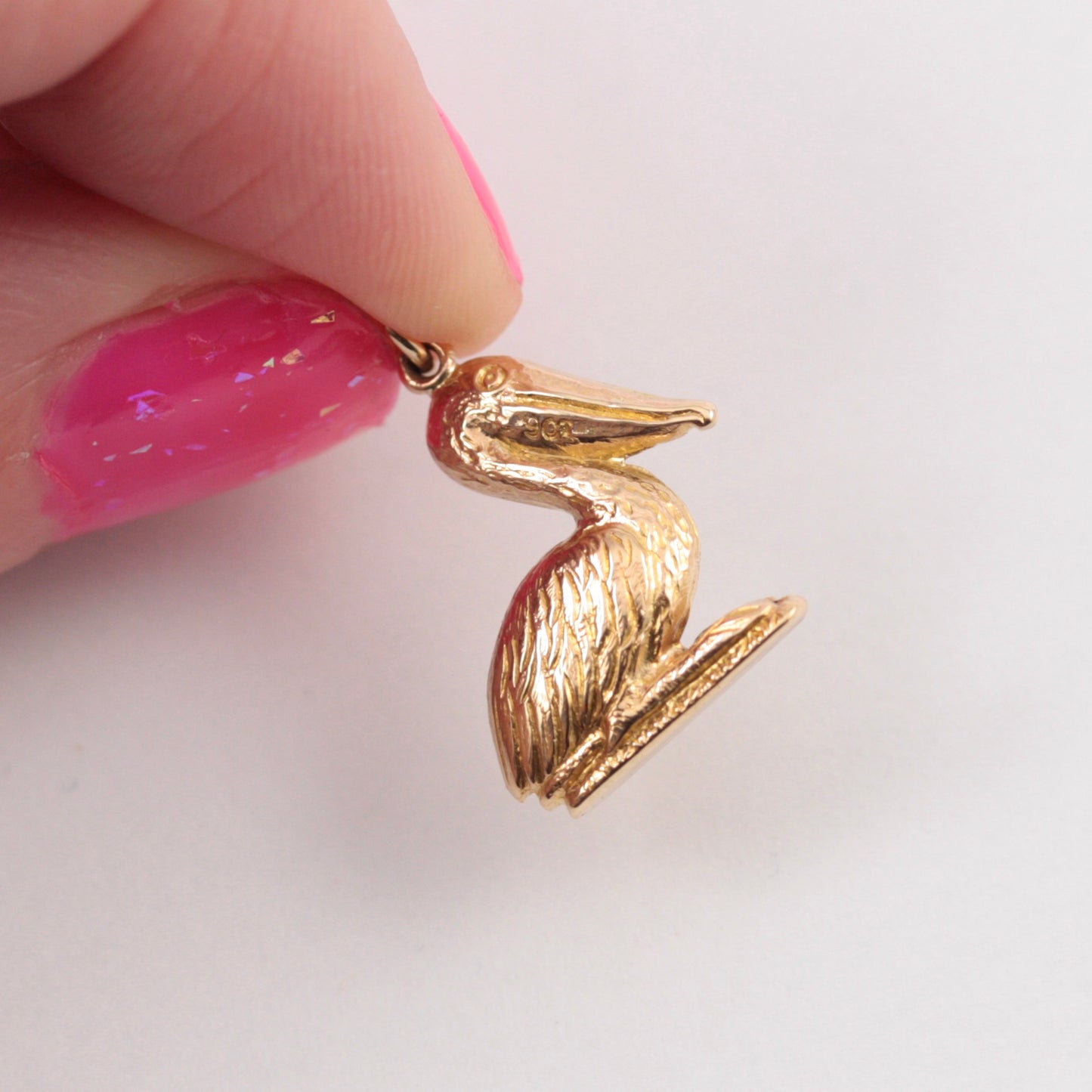 Vintage 9ct Gold Pelican Charm, c1950s