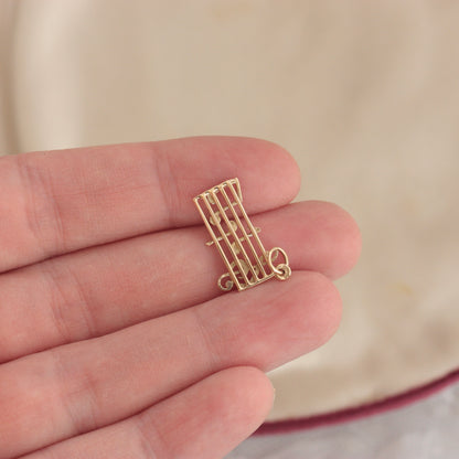 Vintage 9ct Gold Musical Notes Charm / Pendant, 1990