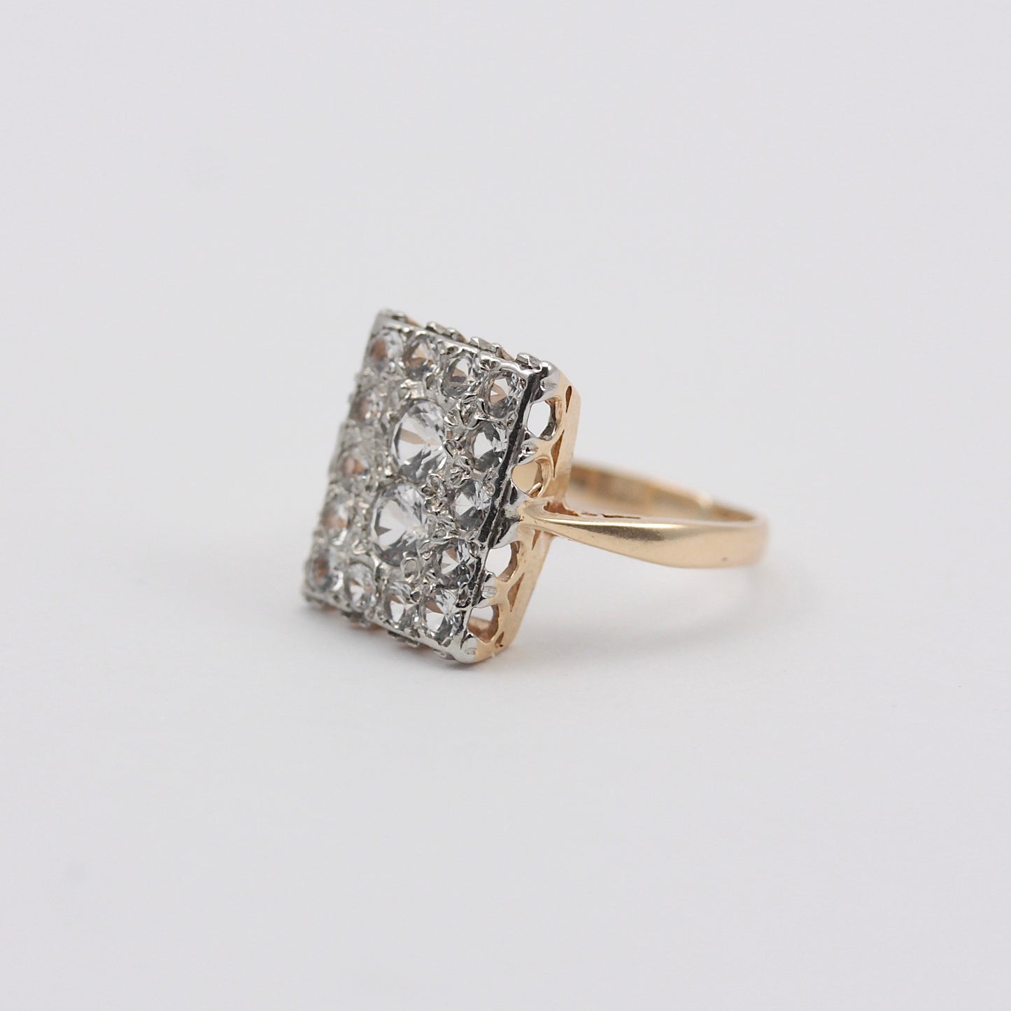 Art Deco 9ct Gold Rock Crystal Plaque Ring