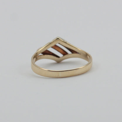 Vintage 9ct Tri Colour Gold Open Stripe Ring