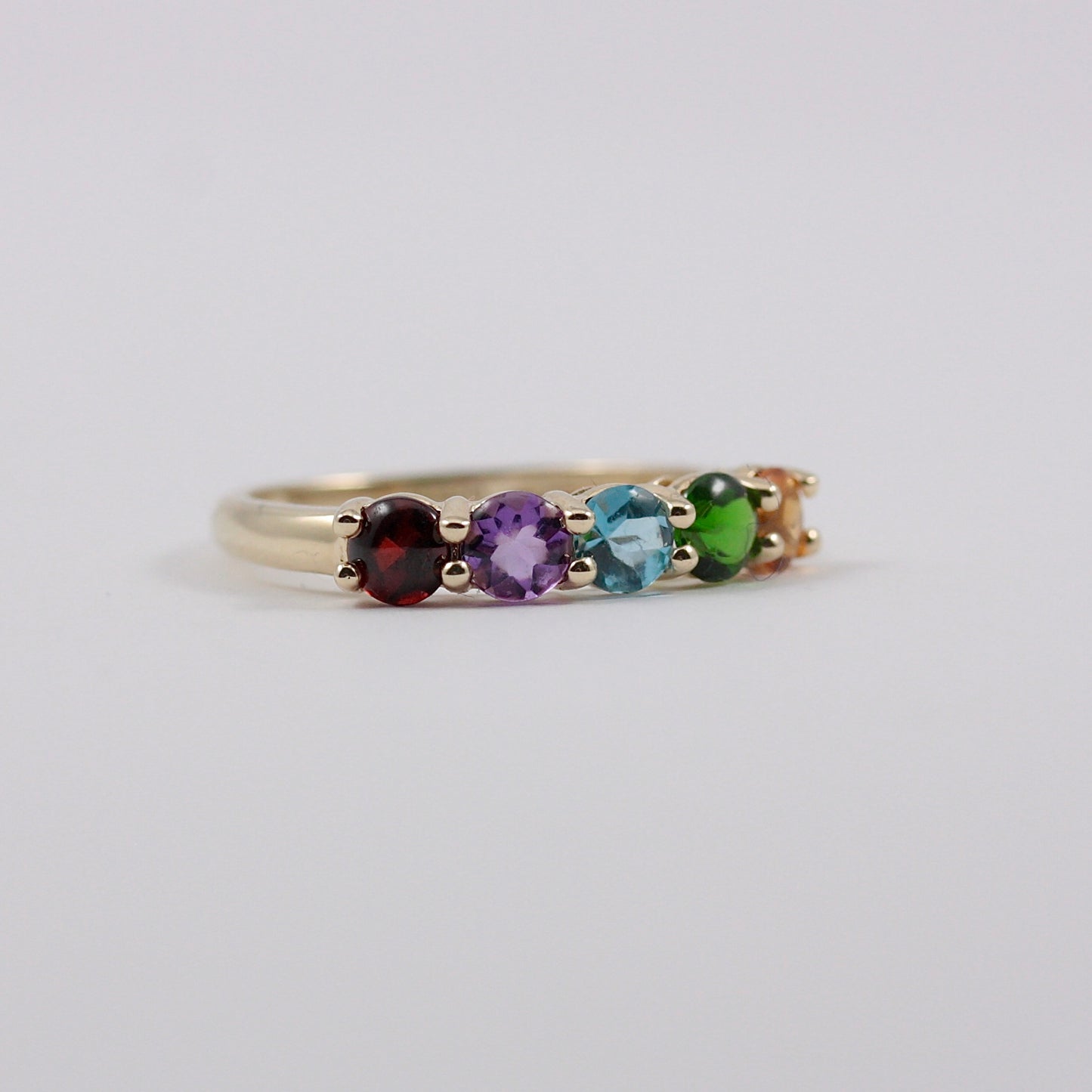 Pre-owned 9ct Gold Rainbow Gemstone 5 Stone Ring
