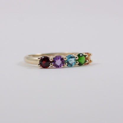 Pre-owned 9ct Gold Rainbow Gemstone 5 Stone Ring