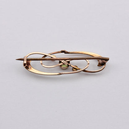 Antique Edwardian Brooch With Seed Pearls and Peridot