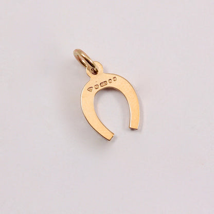 Small Vintage 9ct Gold Horseshoe Charm / Pendant, 1980
