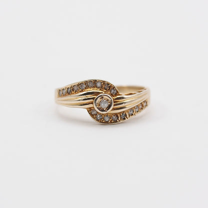 Vintage 9ct Gold Cubic Zirconia Twist Front Ring, 1988