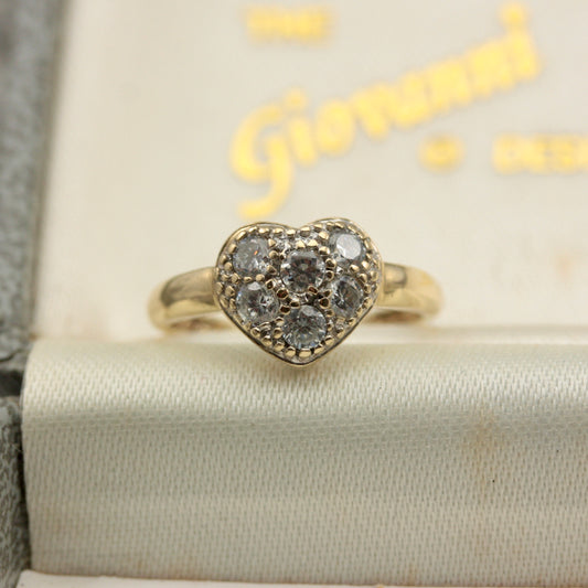 Pre-owned 9ct Gold and CZ Puffy Heart Ring