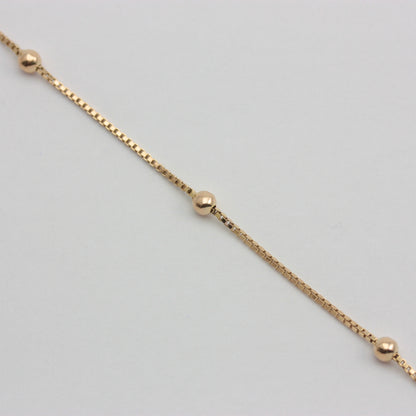 Pre-owned 9ct Gold Ball and Box Chain Bracelet