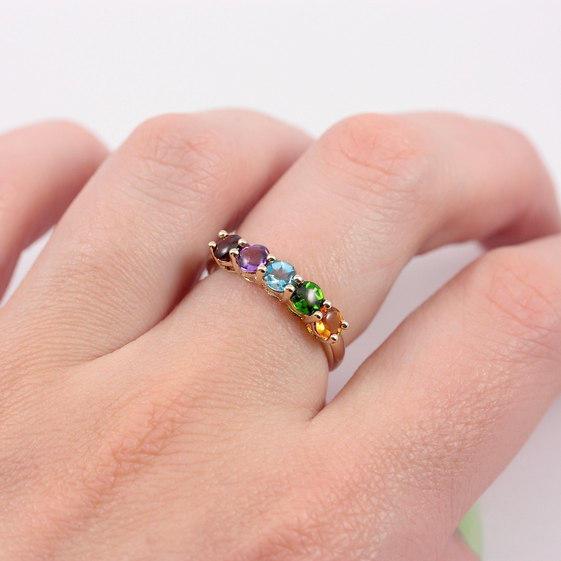 Pre-owned 9ct Gold Rainbow Gemstone 5 Stone Ring, QVC