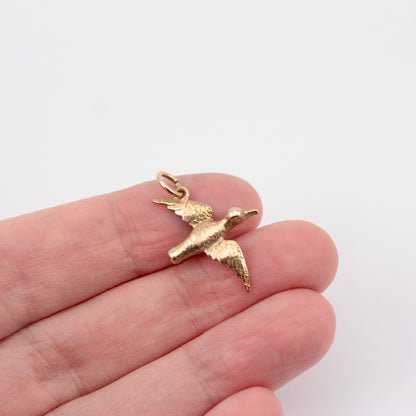 Vintage 9ct Gold Bird In Flight Charm / Pendant, 1965