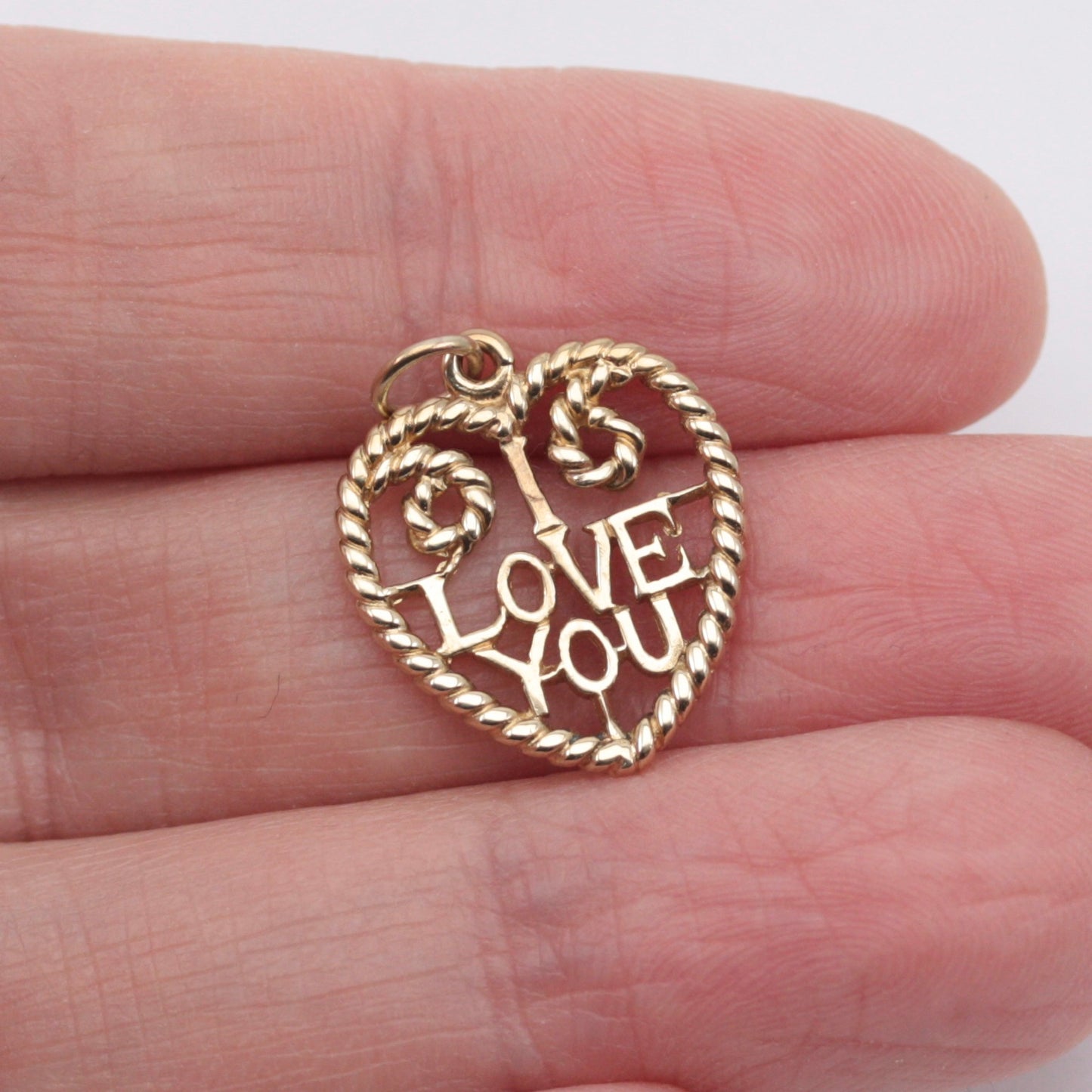 vintage 80s gold rope heart pendant