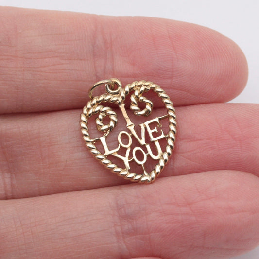 vintage 80s gold rope heart pendant