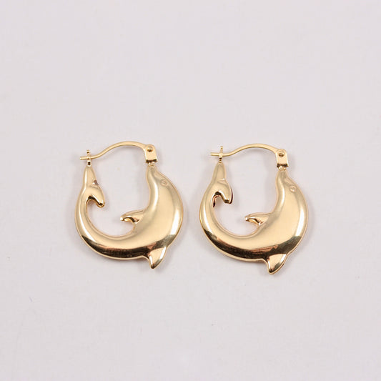 9ct gold dolphin hoop earrings
