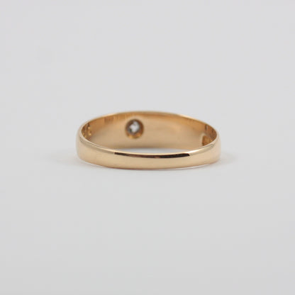 Antique Victorian 18ct Gold Star Set Diamond Gypsy Band Ring, 1897