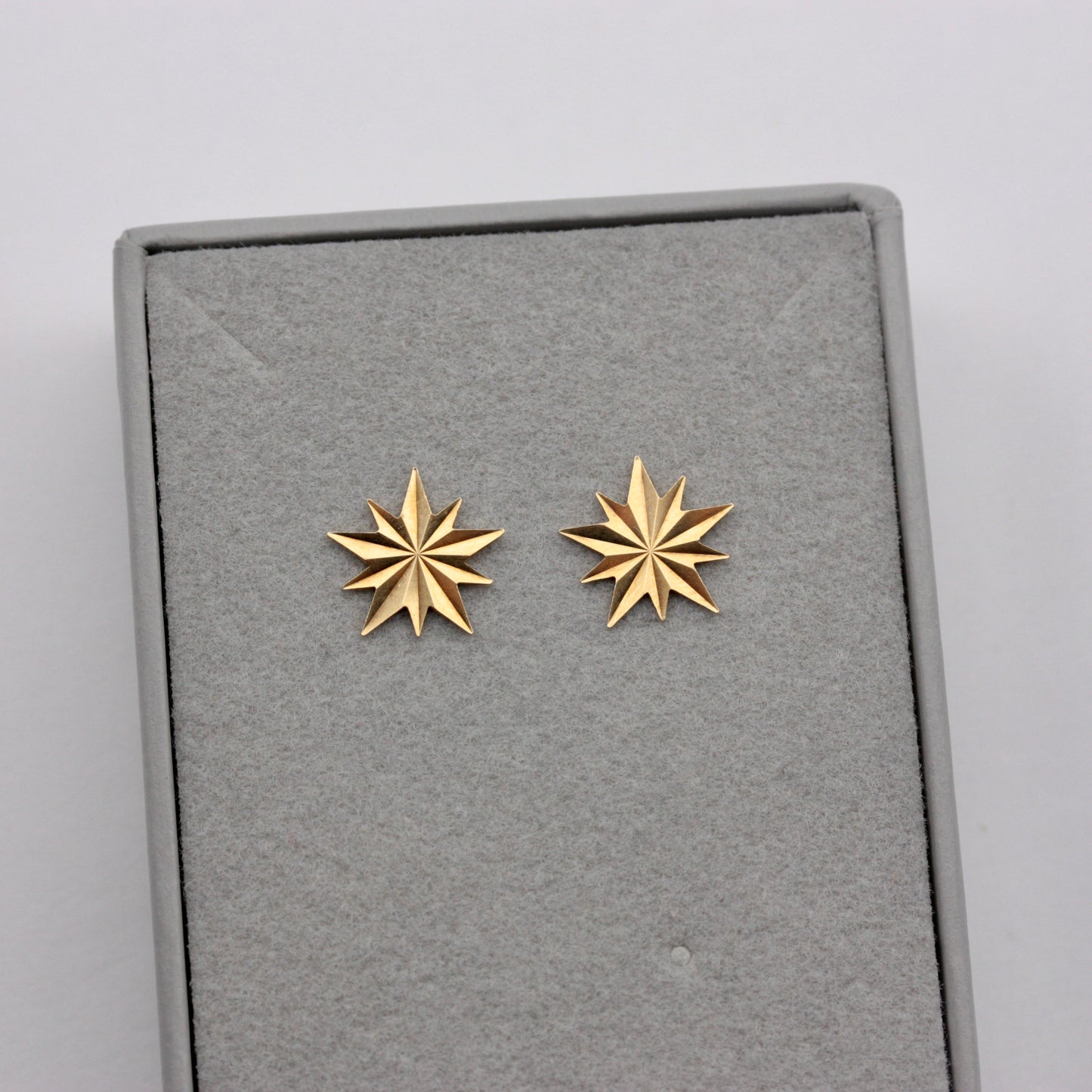 Vintage 9ct Gold 'Diamond Cut' Star Stud Earrings, c1970s