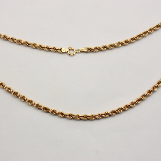 Pre-owned 9ct Gold Rope Chain Necklace, 18 inches, 3mm