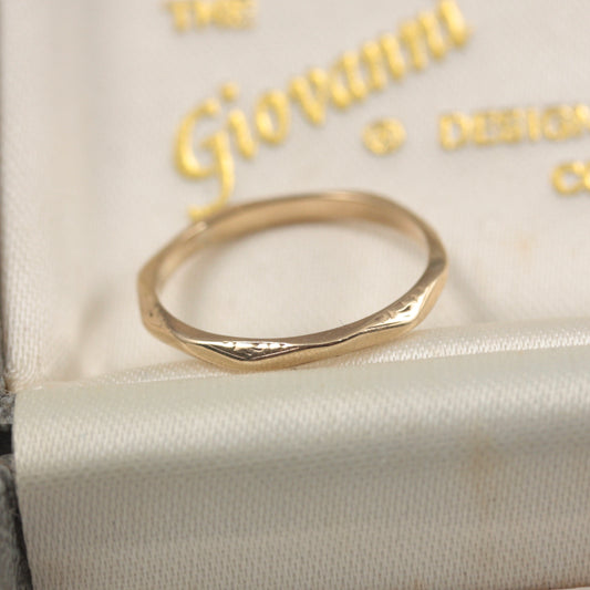 Vintage 9ct Gold Skinny Faced Band Ring, 1972